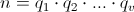 n=q_1\cdot q_2\cdot ...\cdot q_v