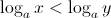 $ \displaystyle \log_a x<\log_a y$ $ \displaystyle \log_a x<\log_a y$