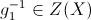 g_1^{-1}\in  Z(X)