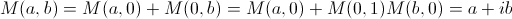 M(a,b) = M(a,0)  + M(0,b) = M(a,0) + M(0,1)M(b,0) = a + ib