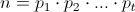 n=p_1\cdot p_2\cdot ...\cdot p_t