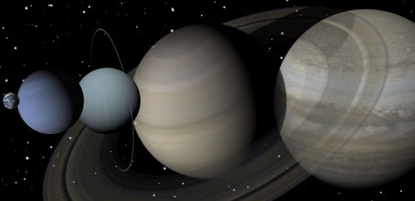 Terra-Neptun-Uranus-Saturn-Jupiter