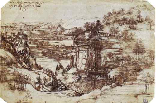 Leonardo da Vinci, Studiul unui peisaj toscan
