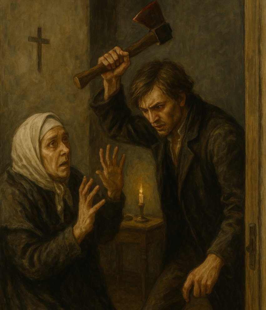 Scena crimei  din „Crima și pedeapsă” de Dostoievski