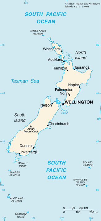 Noua Zeelandă hartă