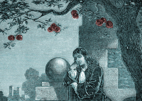 Reprezentare Isaac Newton sub copac