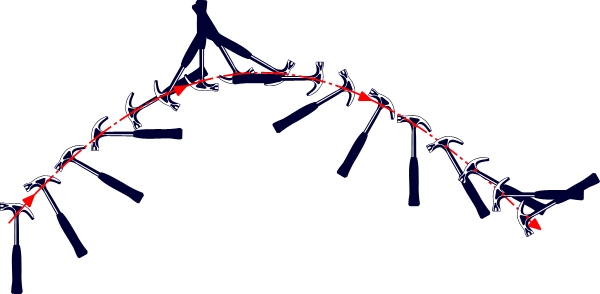 Traiectoria unui ciocan prin aer